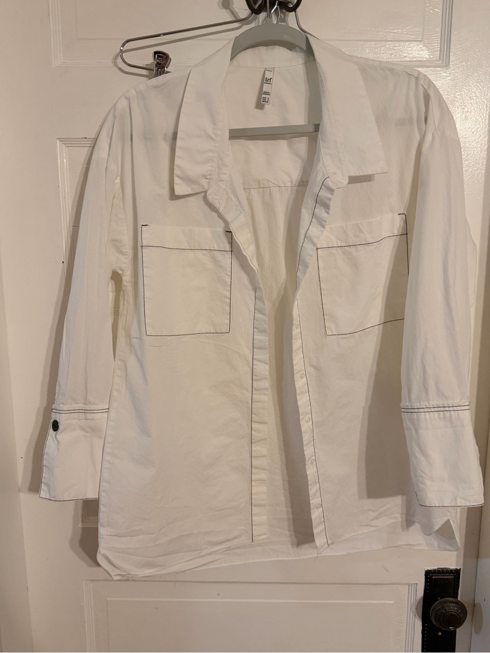 Zara White Button-Front Utility Shirt
